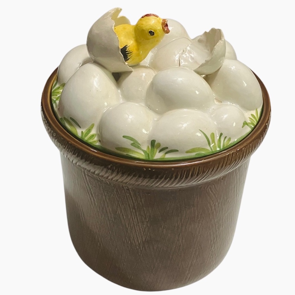 Vintage Chick and Eggs Italy 🇮🇹 Ceramic Cookie Jar